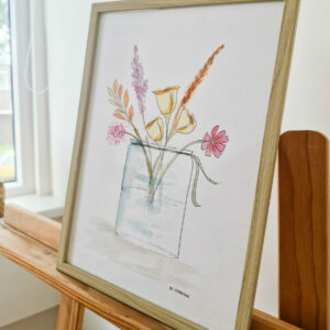 A4 Poster - geschilderd aquarel - Bloemen in vaas