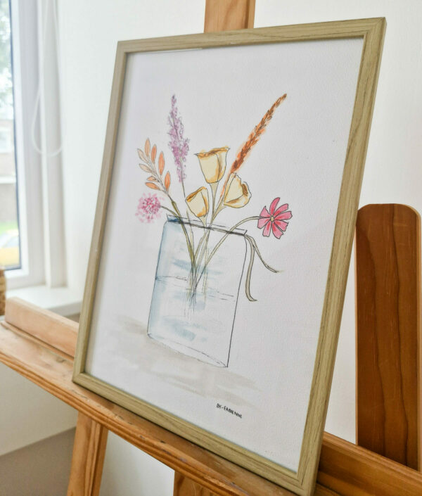 A4 Poster - geschilderd aquarel - Bloemen in vaas