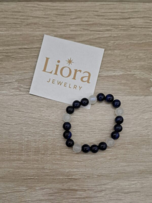 💙🌙 Set Armband & Sleutelhanger – Lapis Lazuli & Maansteen (8mm) - Afbeelding 2