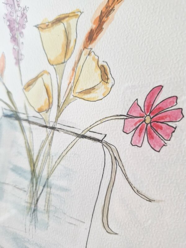A4 Poster - geschilderd aquarel - Bloemen in vaas - Afbeelding 2