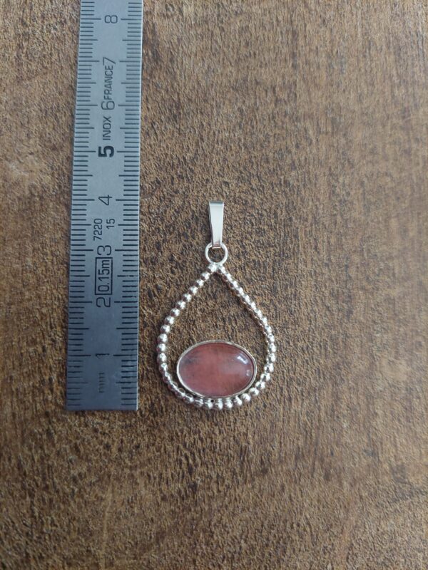 Zilveren hanger met watermeloen kwarts - Afbeelding 2