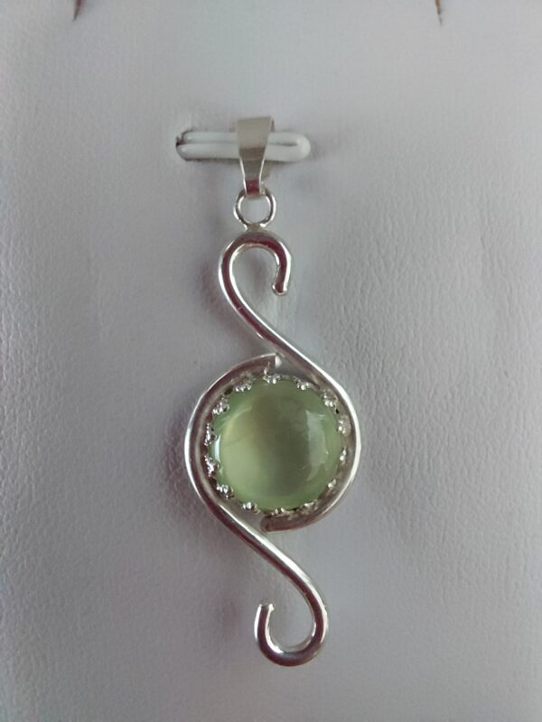 Zilveren hanger met prehniet - Afbeelding 2