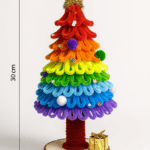 Regenboog kerstboom van chenilledraad – hoogte 30 cm