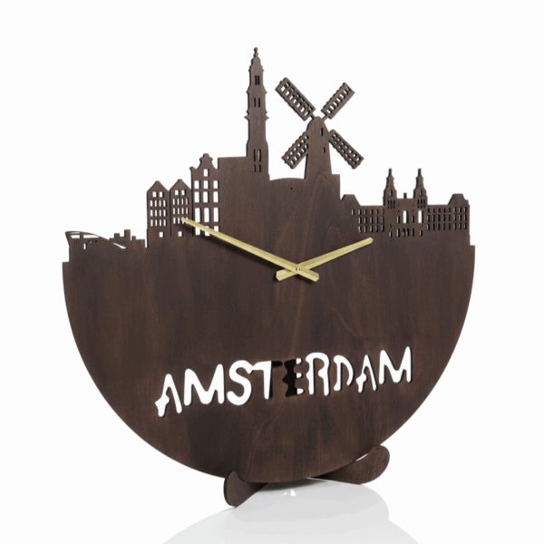 Houten Skyline Wandklok – [Kies jouw Stad] – Ø 580 mm - Afbeelding 3