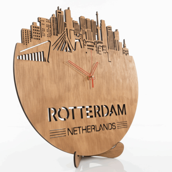 Houten Skyline Wandklok – [Kies jouw Stad] – Ø 580 mm - Afbeelding 2