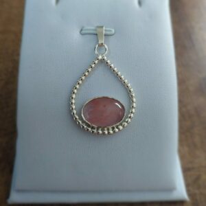 Zilveren hanger met watermeloen kwarts