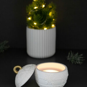 Theelichthouder kerstbal met deksel