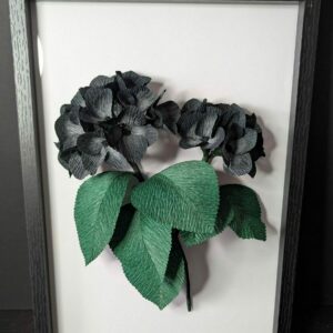 Crêpepapieren hortensia in lijst