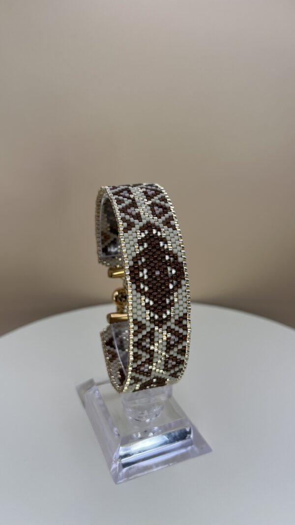 Set van twee handgemaakte armbanden – “Coffee Geometry” – Miyuki Delica kralen - Afbeelding 3