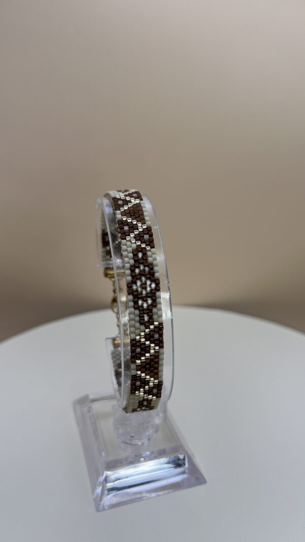 Set van twee handgemaakte armbanden – “Coffee Geometry” – Miyuki Delica kralen - Afbeelding 4