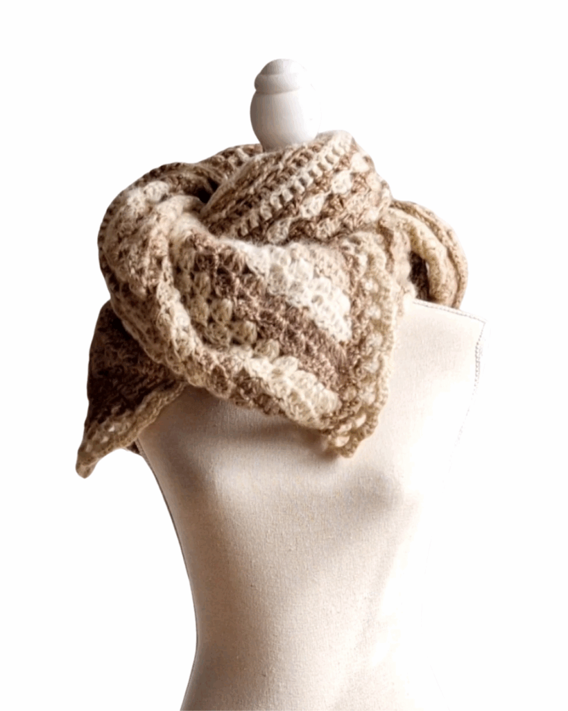 Omslagsjaal Hannah in beige bruin tinten - ZETTElen Handwerk Atelier