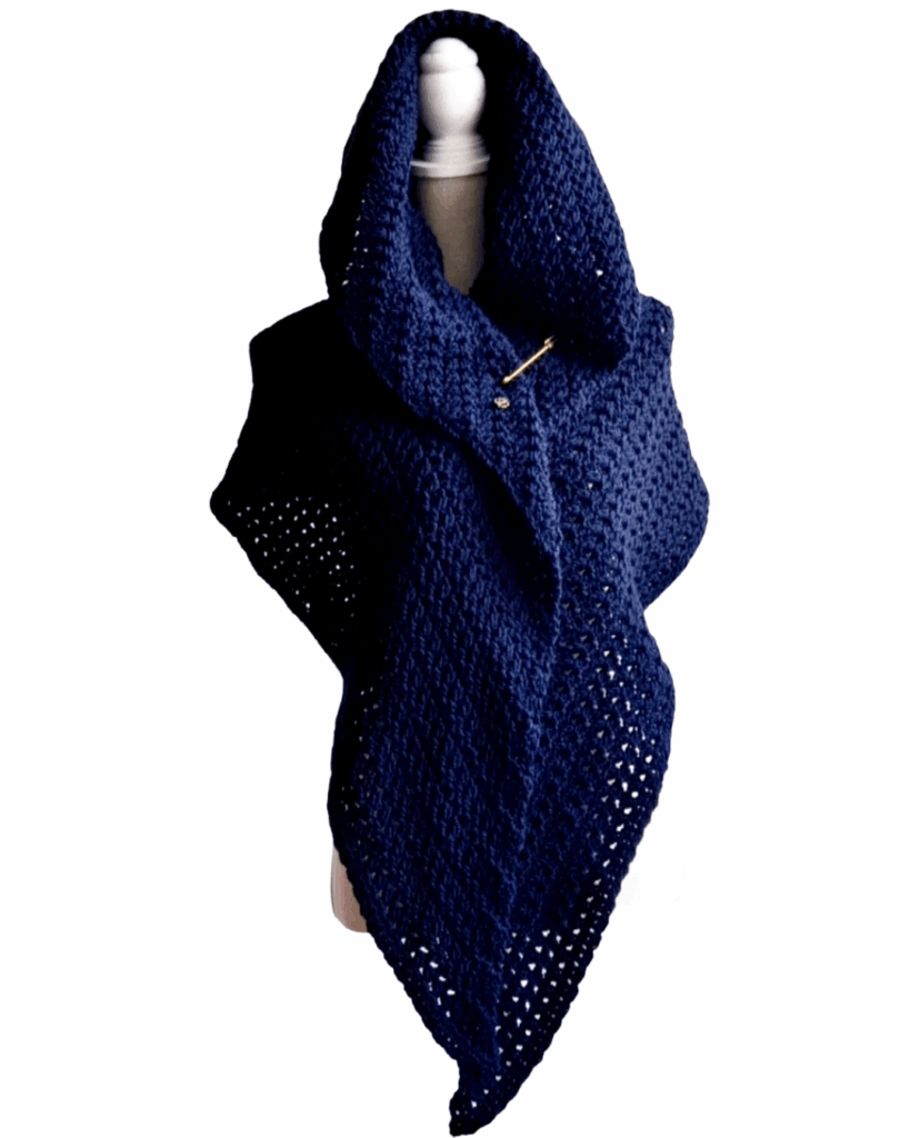 Omslagsjaal Maatje in diep donkerblauw - ZETTElen Handwerk Atelier