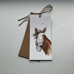 Aquarel cadeaulabel Lachend paard