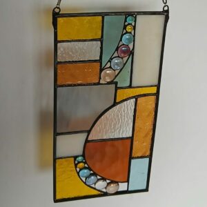 Raamhanger abstract geel tinten