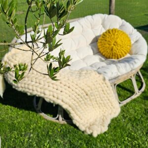 Gebreide merione wollen deken