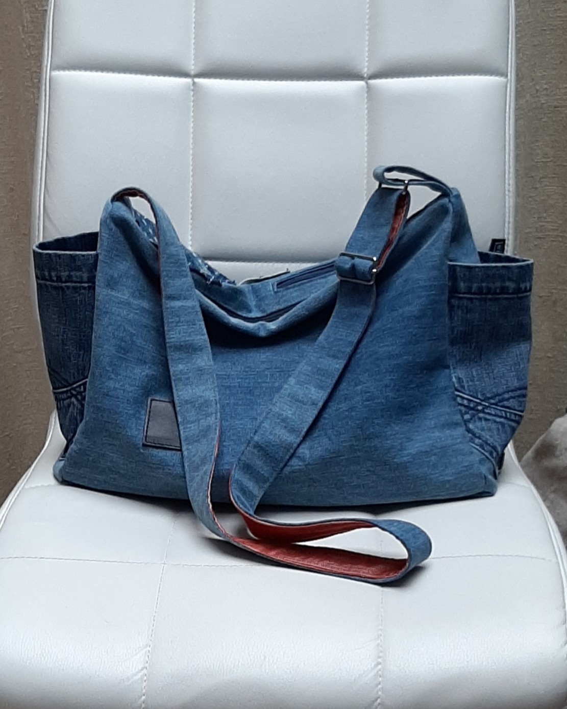 Kidukusewing - Denim schoudertas met Boro - Afbeelding 3