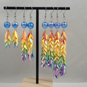 Disco holografische regenboog hang oorbellen