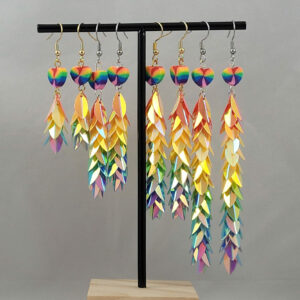 Hart holografische regenboog hang oorbellen