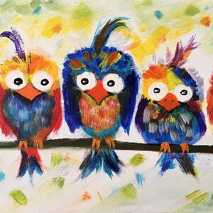 Acrylschilderij vreemde vogels te koop