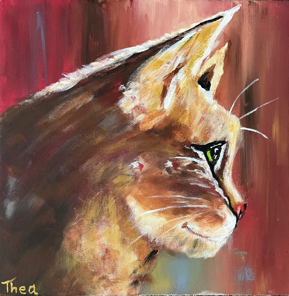 Acryl schilderijtje kat 30x30