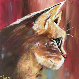 Acryl schilderijtje kat 30x30