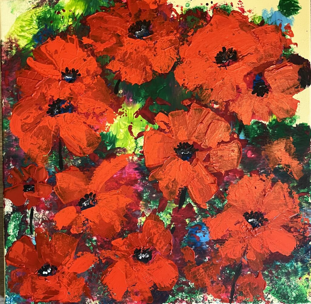 Klaprozen acrylschilderij