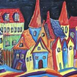 Vrolijke huisjes Eibergen schilderij in acryl