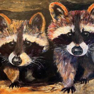 Wasberen acrylschilderij 60 x 80 cm door Thea